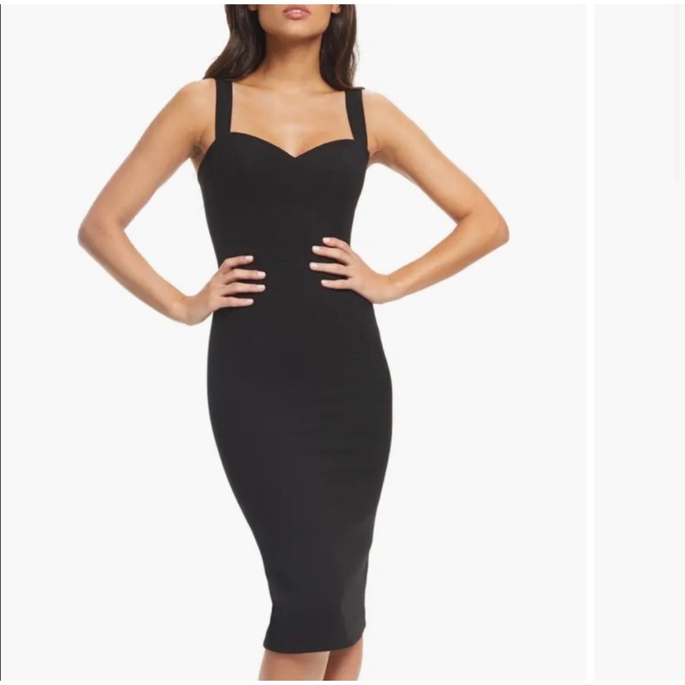 Dress The Population Black Sweetheart Neckline Midi Sheath Dress XL Sleeveless